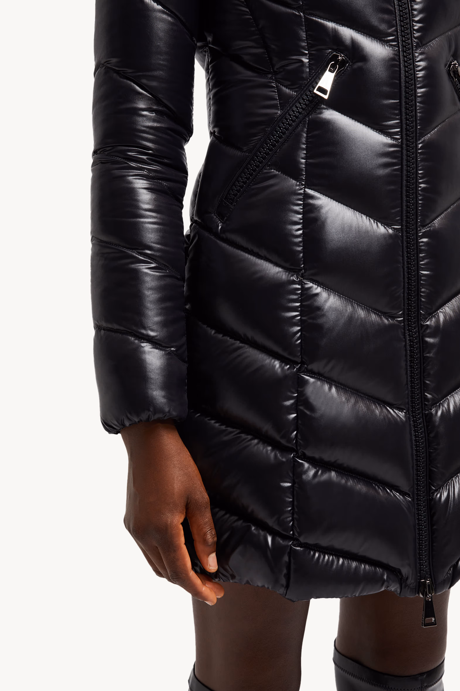 Marus Hooded Geometric-Quilted Long Down Jacket Women Black Moncler 6
